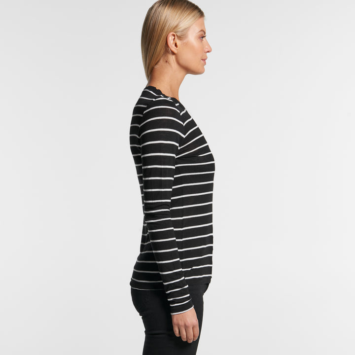 Wo's Fine Stripe L/S Tee