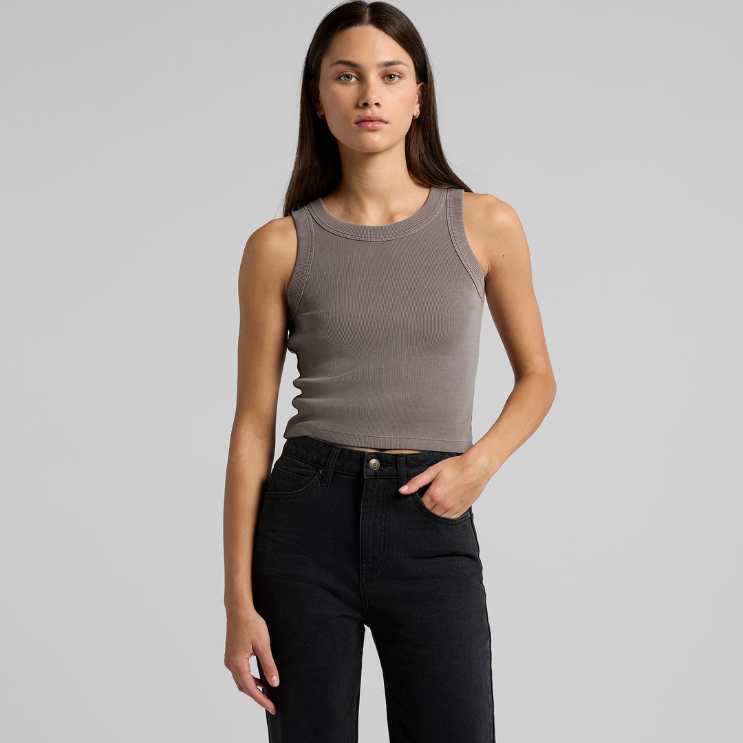 Wo's Faded Organic Rib Crop Tank