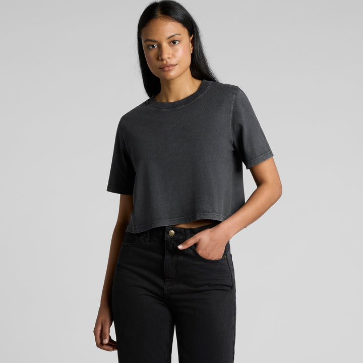 Wo's Stone Wash Heavy Crop Tee