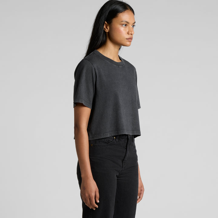Wo's Stone Wash Heavy Crop Tee